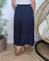 Jupe longue femme fluide boutonnée marine