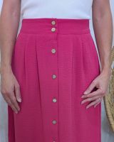 Jupe longue femme fluide boutonnée rose