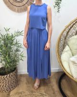 Top femme fluide torsadé uni bleu