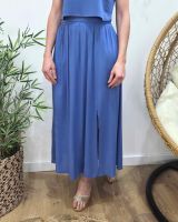 Jupe longue femme fluide unie bleu