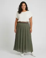 Jupe longue plissée femme grande taille élastique pailleté
