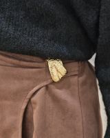 Jupe short femme suédine marron bijou doré