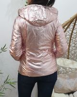 Doudoune réversible métallisée bronze et rose