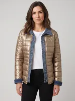 Doudoune dorée rebords jeans