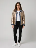 Doudoune dorée rebords jeans