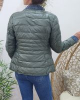 Doudoune femme kaki metallisé rebords jeans