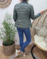 Doudoune femme kaki metallisé rebords jeans