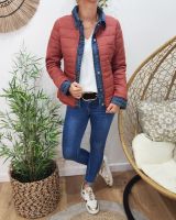 Doudoune femme terracota mate rebords jeans