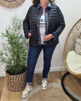 Doudoune femme noire rebords jeans