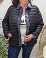 Doudoune femme noire rebords jeans