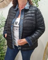 Doudoune femme noire rebords jeans