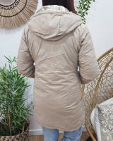 Parka doudoune femme longue épaisse réversible beige et dorée