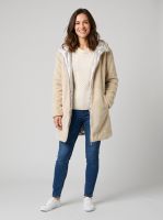 Parka femme dorée réversible fausse fourrure beige Armanda