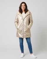Parka femme dorée réversible fausse fourrure beige Armanda