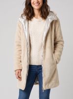Parka femme dorée réversible fausse fourrure beige Armanda