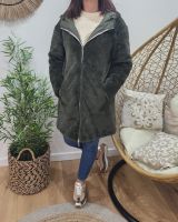 Parka femme kaki réversible fausse fourrure Armanda