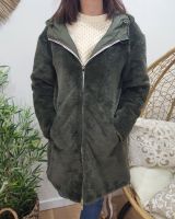Parka femme kaki réversible fausse fourrure Armanda