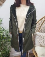 Parka femme kaki réversible fausse fourrure Armanda