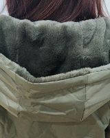 Parka femme kaki réversible fausse fourrure Armanda