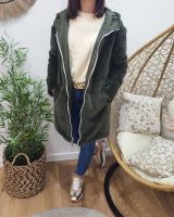 Parka femme kaki réversible fausse fourrure Armanda