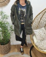 Parka femme longue réversible kaki fausse fourrure kaki