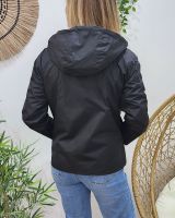 Parka fine femme courte réversible noire et dorée Tina