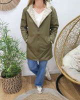 Parka fine femme longue réversible kaki et dorée Lydia