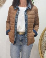 Doudoune femme camel rebords jeans