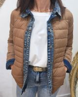 Doudoune femme camel rebords jeans