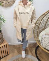 Parka fine femme longue réversible beige et léopard or