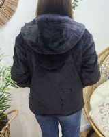 Parka femme bleu marine réversible fausse fourrure Sora