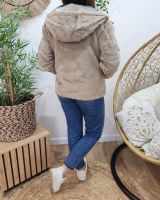 Parka femme bronze réversible fausse fourrure taupe Sora