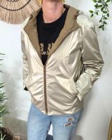 Parka fine femme courte réversible camel et dorée Tina