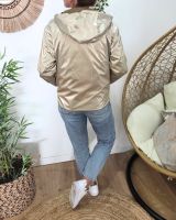 Parka fine femme courte réversible camel et dorée Tina