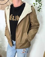 Parka fine femme courte réversible camel et dorée Tina