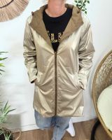 Parka fine femme longue réversible camel et dorée Lydia