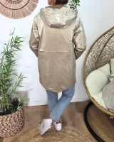 Parka fine femme longue réversible camel et dorée Lydia