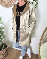 Parka fine femme longue réversible camel et dorée Lydia