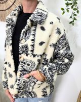 Manteau femme bouclettes écru et noir Zoraïa