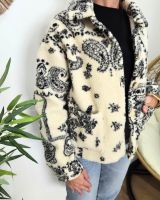Manteau femme bouclettes écru et noir Zoraïa