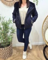 Parka femme bleu marine matelassée réversible fausse fourrure Esma
