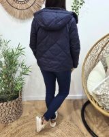 Parka femme bleu marine matelassée réversible fausse fourrure Esma