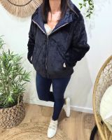 Parka femme bleu marine matelassée réversible fausse fourrure Esma