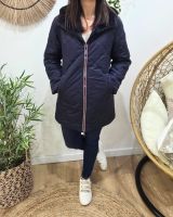 Parka longue femme bleu marine matelassée réversible fausse fourrure Lioba