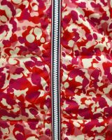 Doudoune femme sans manches dorée et motifs fuchsias orangés réversible