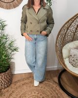 Manteau femme trench court kaki