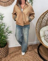 Manteau femme trench court camel manches et doublure à carreaux