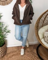 Manteau femme bombers col montant marron