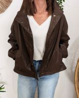 Manteau femme bombers col montant marron