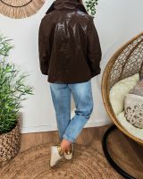 Manteau femme bombers col montant marron